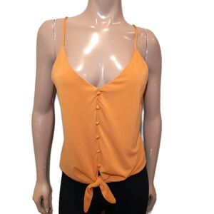💠DYNAMITE Tie Hem Tank Top Button Front Vneck Spaghetti Strap